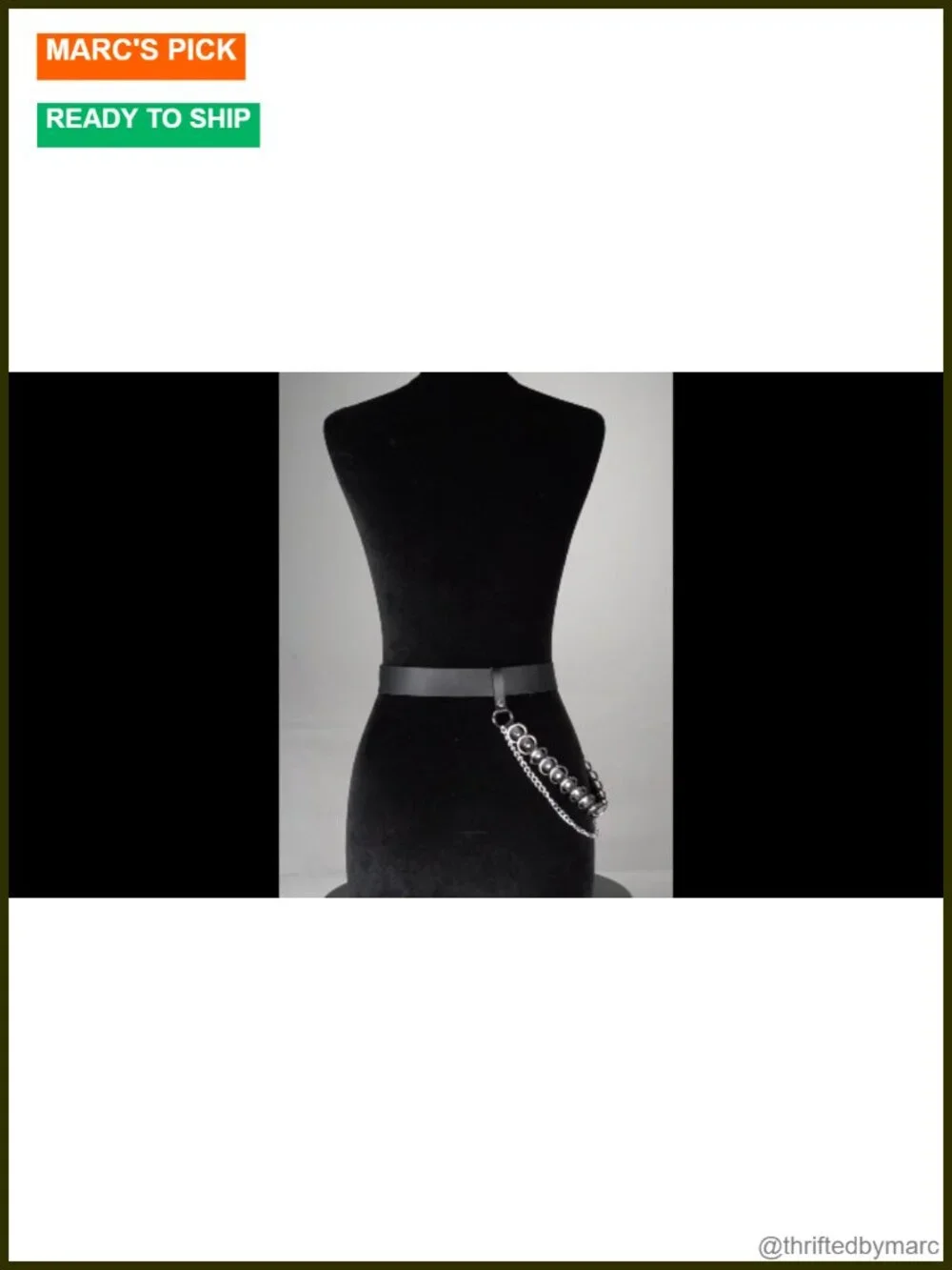 Adjustable Faux Leather Chain Belt with Alloy Rings, Punk Gothic Street Style
